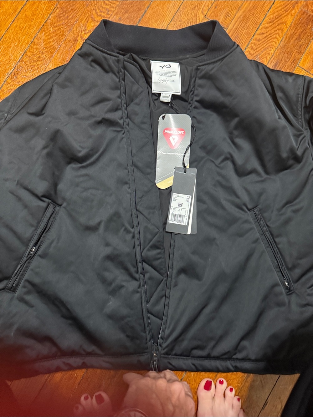 Y-3 Men’s Black Bomber Jacket with Zip Pockets